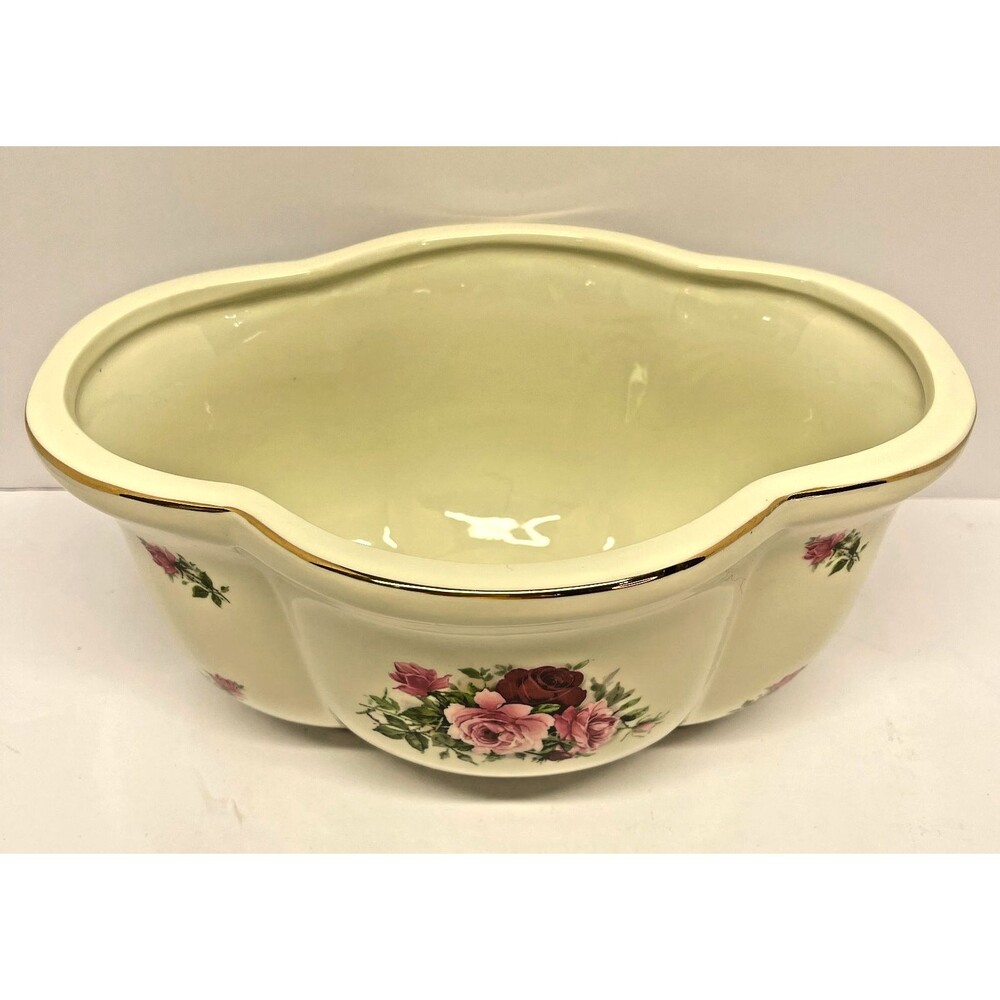Formalities by Baum Bros Victorian Rose Large Scalloped Oval Bowl 11x8x5.5"-VTG - Picture 4 of 13